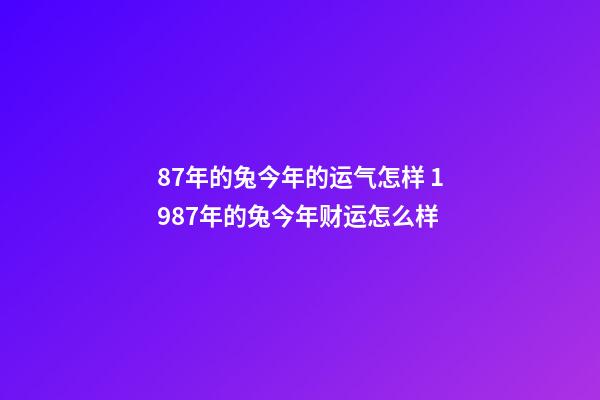 87年的兔今年的运气怎样 1987年的兔今年财运怎么样-第1张-观点-玄机派